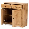 Lauren Wood 2 Door Buffet Kitchen Cabinet Oak Brown/Black - Baxton Studio - image 2 of 4