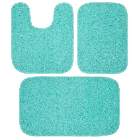 Garland Rug Gramercy 3pc Washable Bathroom Rug Set Sea Foam: Machine Made, Non-skid ...