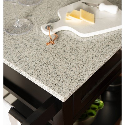 Black Granite Top Kitchen Cart with Storage and Wheels
