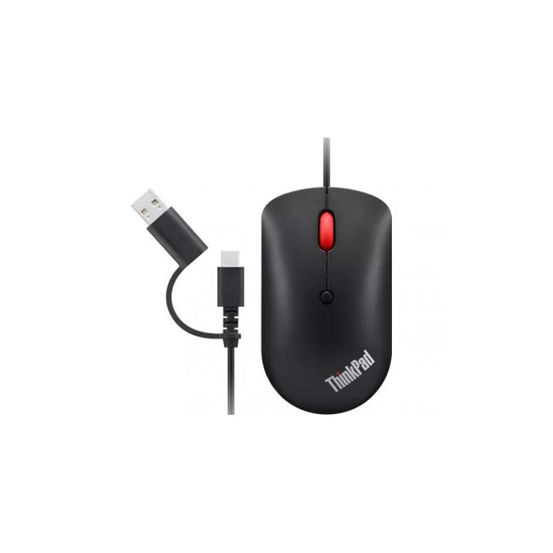 Lenovo ThinkPad USB-C Wired Compact Mouse - Optical Sensor - Cable Connectivity - 2400 dpi - Scroll Wheel - 4 Button(s), 1 of 6