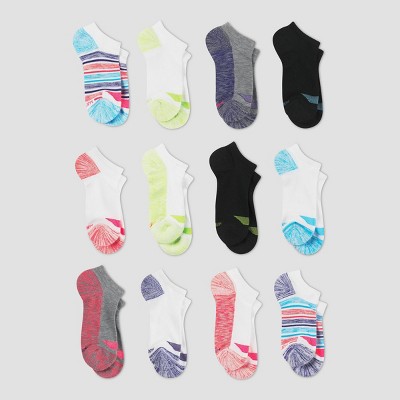 Hanes Girls' 12pk No Show Socks - Colors Vary