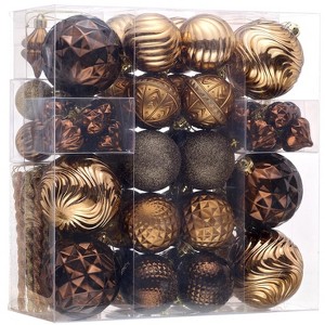 Aoibox 100pcs Christmas Tree Ornaments Set Bronze Copper Brown Gold Shatterproof Plastic Balls 1.18in to 5.31in Fall Holiday Decor - 1 of 4