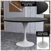LeisureMod Verve Mid-Century Modern Table with a 48" Round MDF Tabletop and White Steel Pedestal Base for Kitchen and Dining Room - 3 of 4