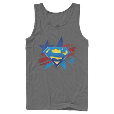 Superman Classic Logo Tank Top - DC Comics Mens Graphic Tee Royal Blue
