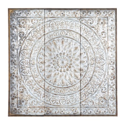 Rustic Metal Floral Decorative Wall Sculpture Gray - Olivia & May