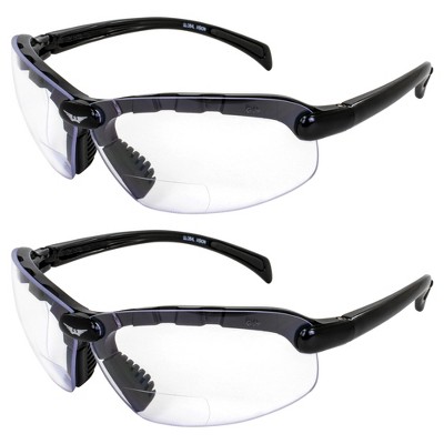 2 Pairs of Global Vision Eyewear C2 Bifocal Safety Motorcycle Glasses with +1.5 Bifocal Clear Lenses