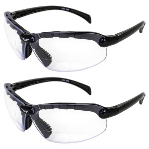 2 Pairs of Global Vision Eyewear C2 Bifocal Safety Motorcycle Glasses with +1.5 Bifocal Clear Lenses - 1 of 4