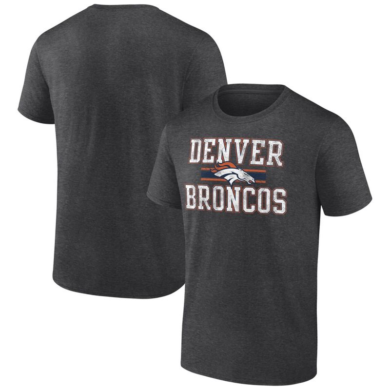 NFL Denver Broncos Men&#39;s Team Striping Gray Short Sleeve Bi-Blend T-Shirt, 1 of 4