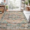9 x 12 ft Polyester Blue Brown Rectangular Indoor Bedroom Living Room Floral Print Vintage Machine Washable Area Rug - 2 of 4