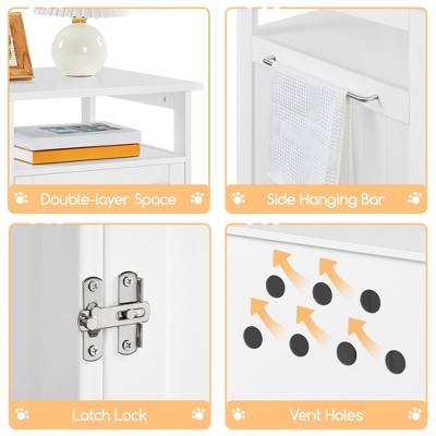 White Wooden Cat Litter Box Enclosure with Open Shelf