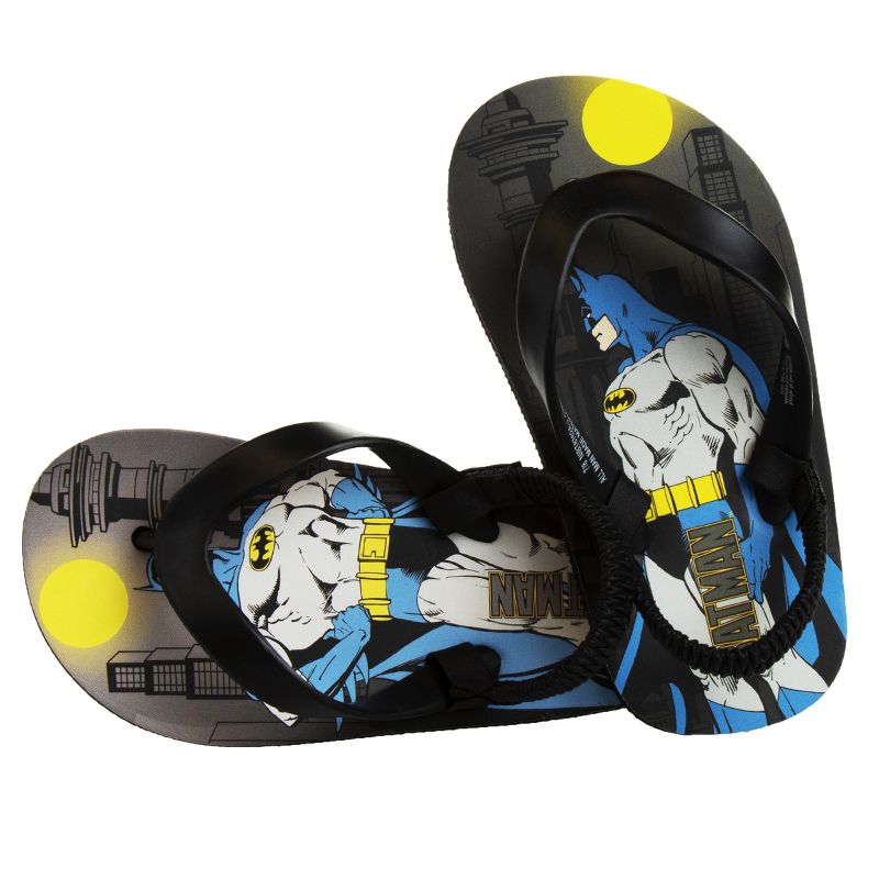 Batman Flip Flop Boys' Sandals: Superhero Comic-Inspired Outdoor Thong Back Strap Water Shoes. For Beach, Pool, and Outdoor Quick-dry (Toddler/ Little Kids), 3 of 6
