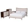 Baxton Studio Nikolai Mid-Century Channel Tufted Beige Fabric and Wenge Brown Wood 4-Piece Queen Bedroom Set - 2 of 4