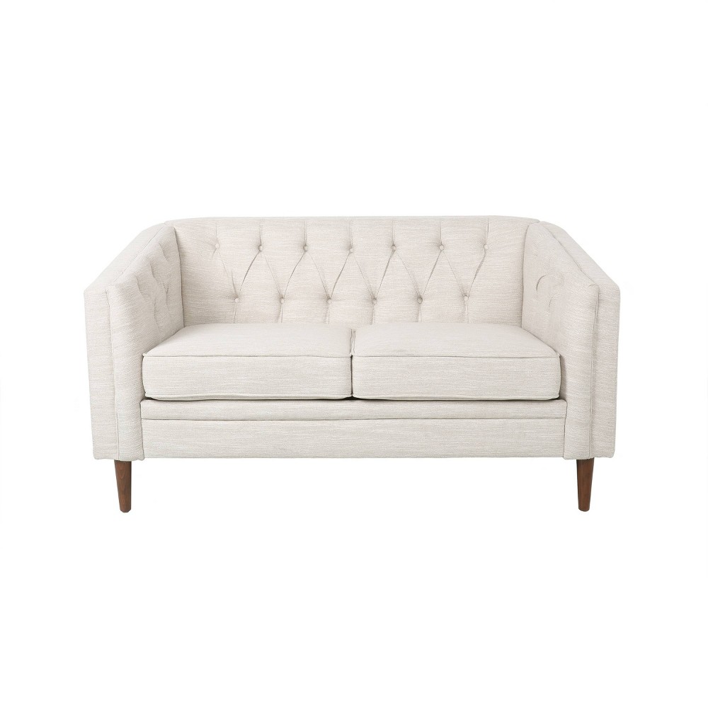 Christopher Knight Home Cantrell Tufted Loveseat Beige/Espresso
