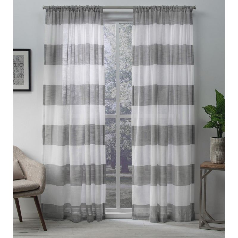 Set of 2 Darma Rod Pocket Light Filtering Window Curtain Panels - Exclusive Home, 1 of 7