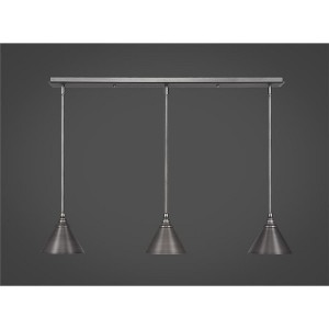 Toltec Lighting Any 3 - Light Chandelier in  Brushed Nickel with 7" Brushed Nickel Cone Metal Shade Shade - 1 of 1