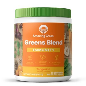 Amazing Grass Green Superfood Immunity: Super Greens Powder with Vitamin C, Cordyceps, Beet Root Powder & Reishi Mushrooms, Tangerine, 30 Servings - 1 of 4