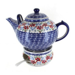 Blue Rose Polish Pottery C001-P089 Manufaktura Teapot & Warmer - 1 of 2