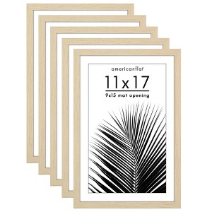 Americanflat 5 Pack of Picture Frames with Mat - Plexiglass Cover - 1 of 4