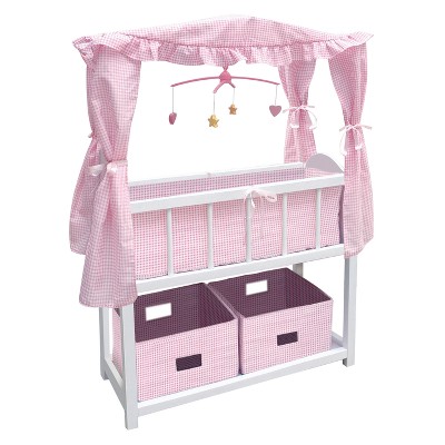 dolls rocking crib with canopy