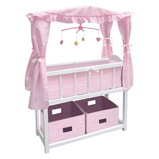 Buy Badger Basket Doll Canopy Crib With Mobile Storage Bins For