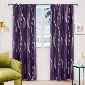 Deconovo Silver Wave Blackout Curtains (2 Panels, Back Tab/Rod) - 1 of 4
