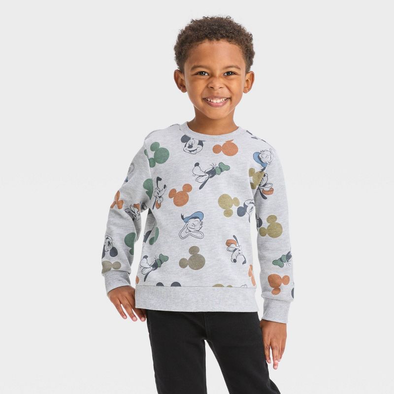 Toddler Boys&#39; Disney Mickey Mouse Fleece Pullover Sweatshirt - Heather Gray, 1 of 7