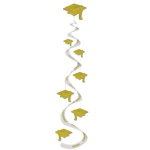 Beistle Printed Grad Cap Whirls, 30", (6/Pkg) Gold - 1 of 1