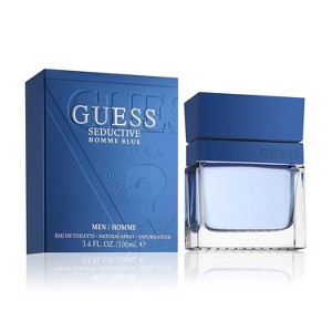 GUESS Seductive Blue Men’s Eau de Toilette 3.4 oz Spray | Oriental Woody with Caviar, Blue Coral, Aqua Space & Musk | Modern Masculine Fragrance - 1 of 4