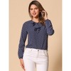 Allegra K Women's 1950s Vintage Ruffle Neck Long Sleeve Dots Chiffon Blouse - 3 of 4