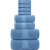 BRINJOY Luxury Bath Towel Set of 8 - 100% Turkish Cotton Highly Absorbent, 2 Luxury Bath Towels 700GSM, 2 Hand Towels, 4 Washcloths, Light Blue - 3 of 4