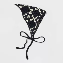 Smiley Face Crochet Headscarf - Wild Fable™ Black/White