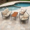 4-Piece Cushioned Backrest Conversation Set, Beige –Teamson Home: Streamlined Steel Frame & Wood Armrests - 2 of 4