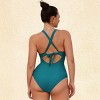 Women's Teal Blue Tide DD+ Ruched One-Piece Swimsuit -Cupshe - 3 of 4