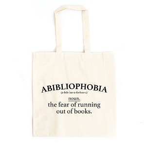 City Creek Prints Running Out Of Books Canvas Tote Bag - 15x16 - Natural - 1 of 2
