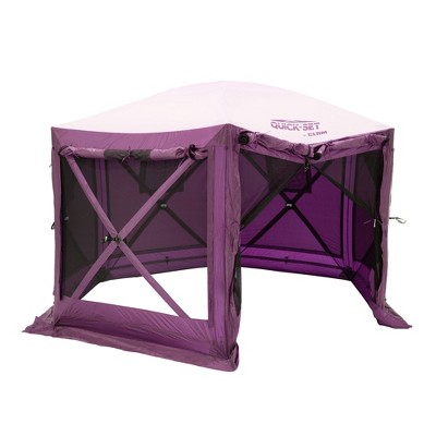CLAM Quick-Set Pavilion Portable Pop-Up Outdoor Camping Gazebo Screen Tent Sided Canopy Shelter with Ground Stakes & Carry Bag