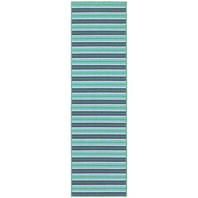 Oriental Weavers Meridian 9652F Blue/ Green Indoor/Outdoor Area Rug - 2'3" x 7'6"