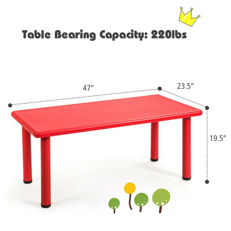 Costway Kids Plastic Rectangular Learn and Play Table Playroom Kindergarten Home Red, 2 of 11