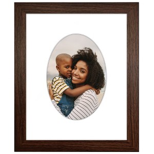 Americanflat 5x7 Picture Frame with Oval Mat Insert and Shatter-Resistant Glass - Signature Collection - 8x10 Picture Frame without Mat - Walnut - 1 of 4