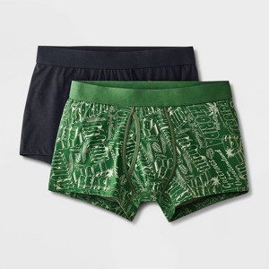 Men's Postcard Print Trunks 2pk - Goodfellow & Co™ Forest Green - 1 of 4