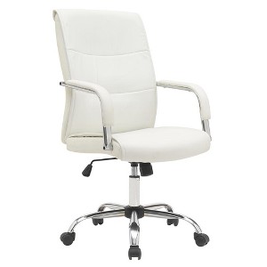 Contemporar Mid Back High Back Leather Swivel Ergonomic Executive Office Chair in White - 1 of 4