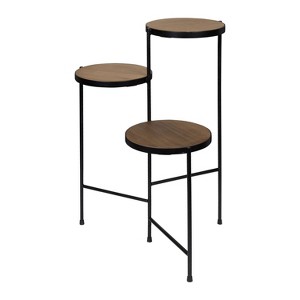 Kate and Laurel Fields Round Metal Plant Stand, 17x22x30, Black - 1 of 4
