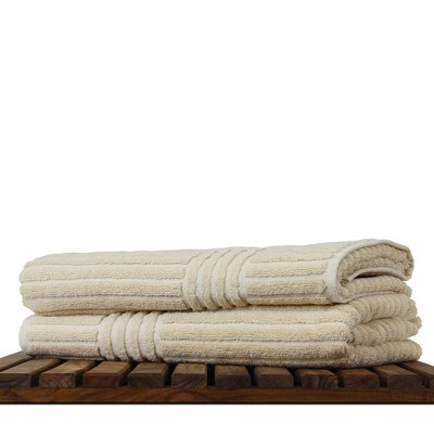 Luxury White Turkish Cotton Ribbed Bath Towel Set
