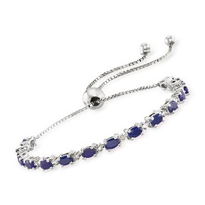 Ross-Simons 4.50 ct. t.w. Sapphire Bolo Bracelet With Diamond Accents in Sterling Silver Size - 1 of 4