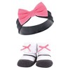 Hudson Baby Infant Girl Headband and Socks Giftset, Pink Charcoal, One Size - 3 of 4