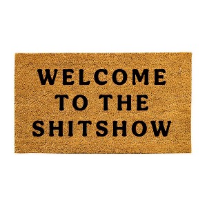 Evergreen 16 x 28 Inches Welcome to the Show Door Mat | Non-Slip Rubber Backing | Dirt catching Natural Coir | Indoor and Outdoor Home Decor - 1 of 4