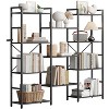 4 Tier Bookcases, Triple Wide Industrial Bookshelf, 62 x 54 x 10'' Steel Bookshelf, Display Storage Bookshelves for Living Room, Bedroom, Home, Office - 2 of 4