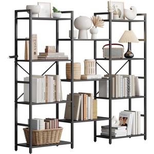 Homhougo 54" 4-Tier Bookshelf, Rustic Industrial Bookcase with 11 Adjustable Open Display Shelves for Living Room, Bedroom or Home Office - 1 of 4