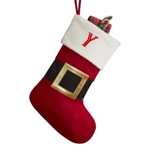 Personalization Mall Santa Belt Embroidered Initial Christmas Stockings - 1 of 2