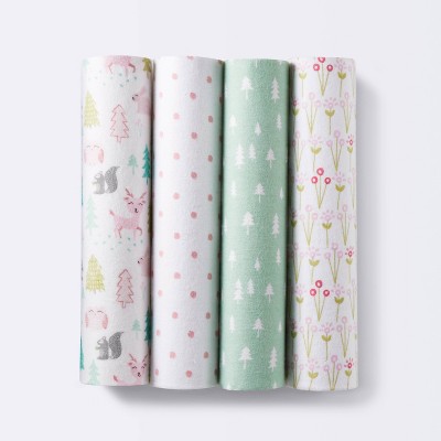 Flannel Baby Blankets Forest Frolic 4pk - Cloud Island™ Pink