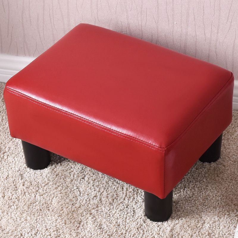 Costway Small Ottoman Footrest PU Leather Footstool Rectangular Seat Stool Red, 1 of 7